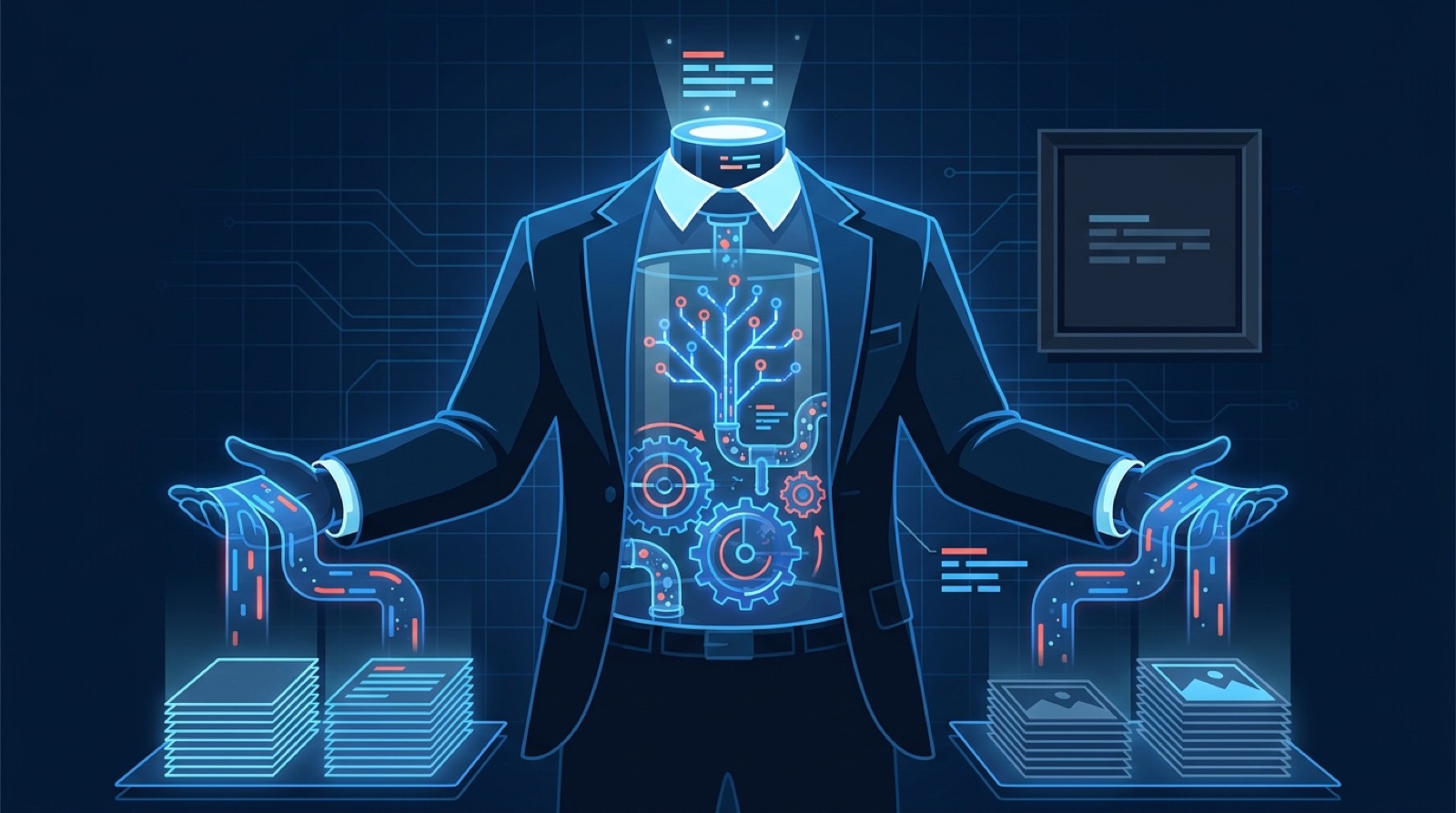 Illustration of a headless browser: a full rendering engine running with no screen or visible window