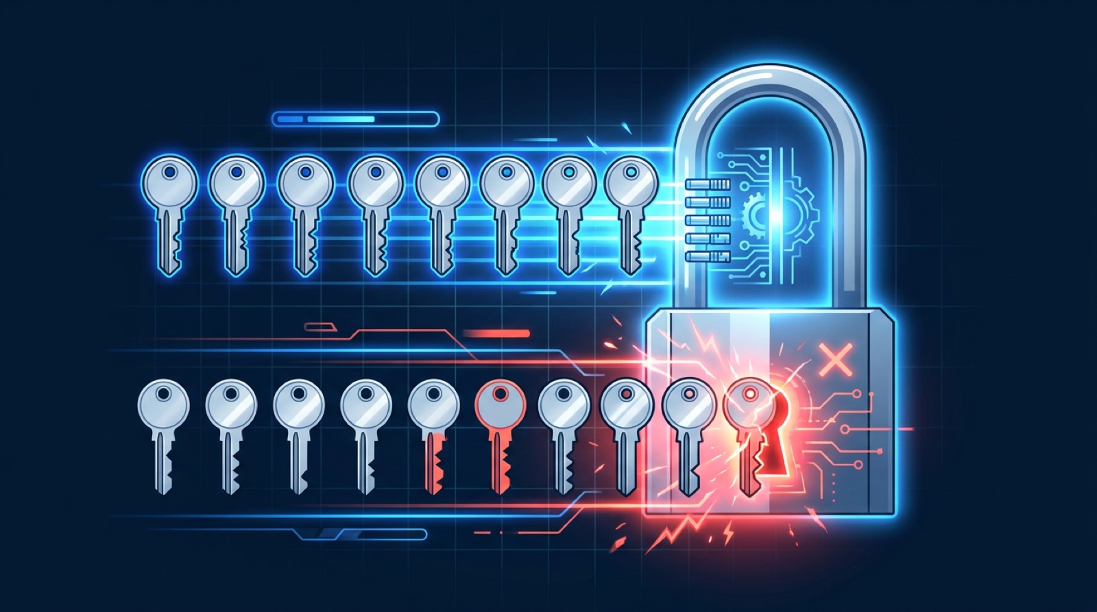 A complete, correctly ordered browser HTTP header set as uniquely notched keys fitting one lock
