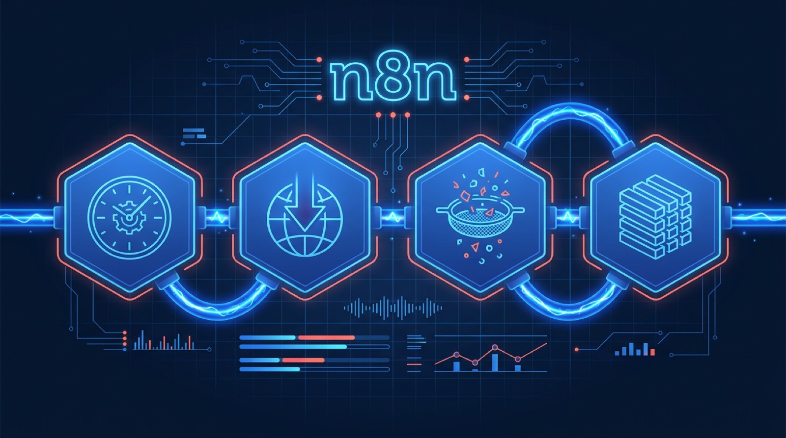 The core n8n web scraping workflow: HTTP Request node into HTML extraction node