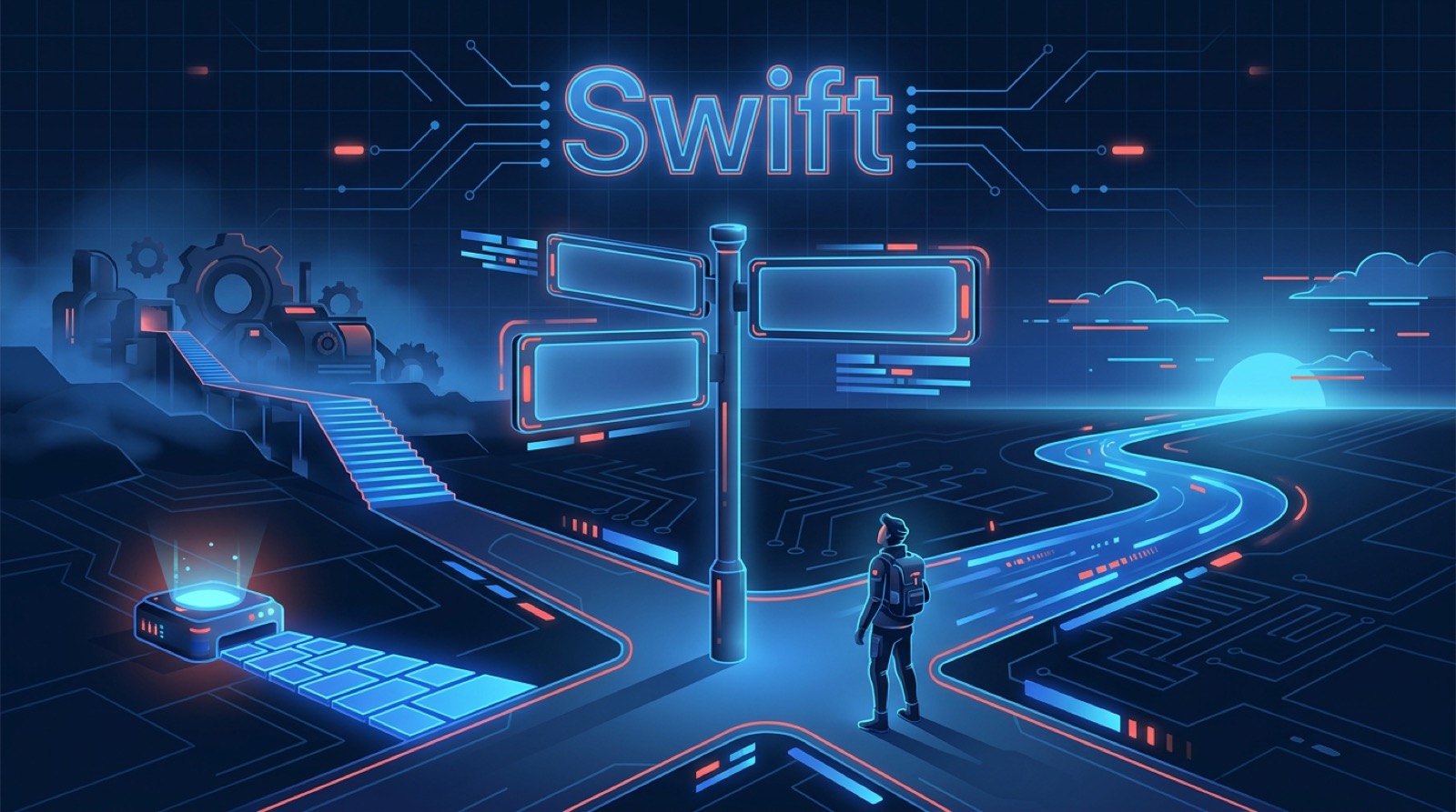 Illustration of choosing whether to build a web scraper in Swift or offload the work elsewhere