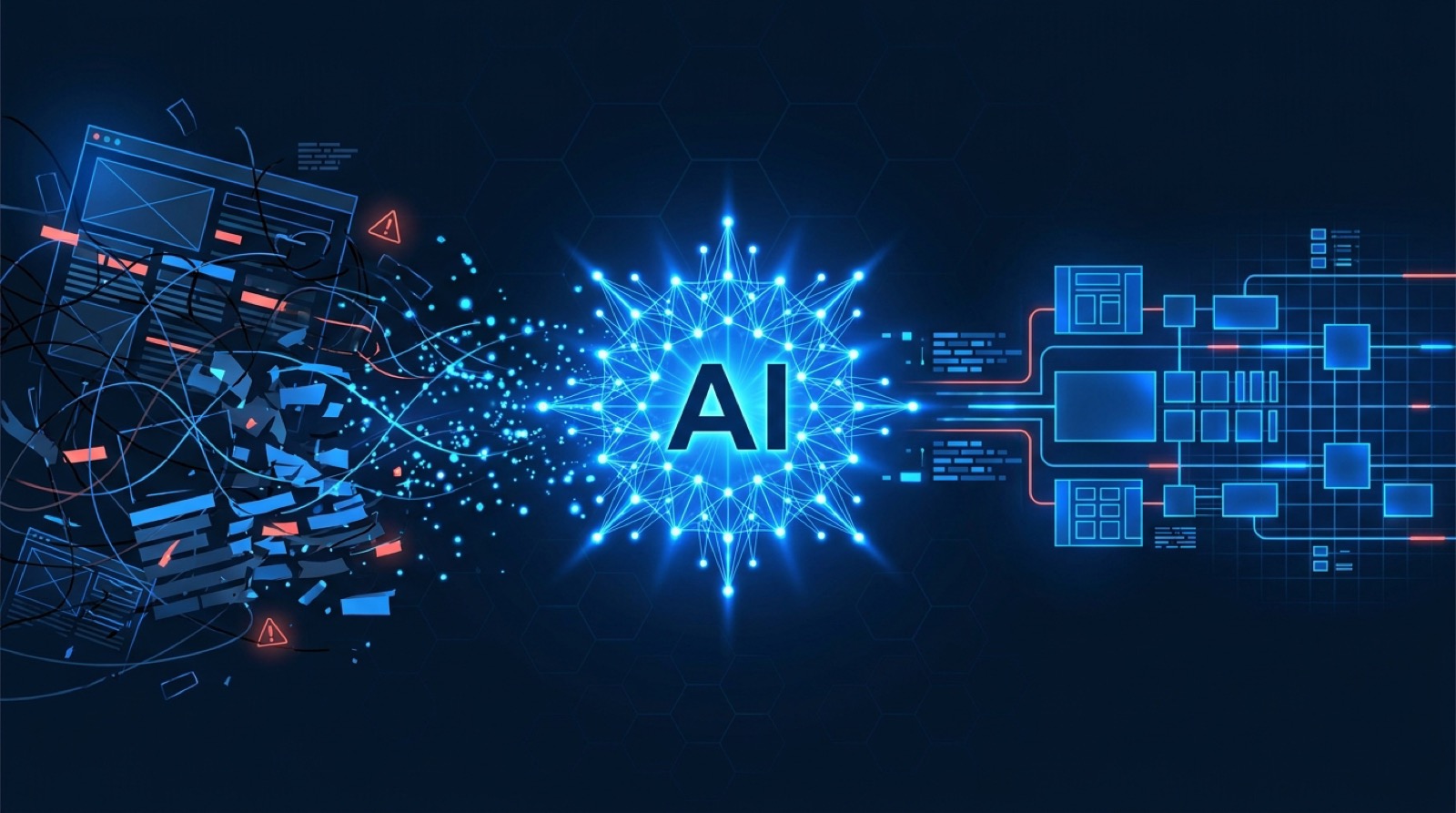 A messy web page transformed by AI into clean structured fields