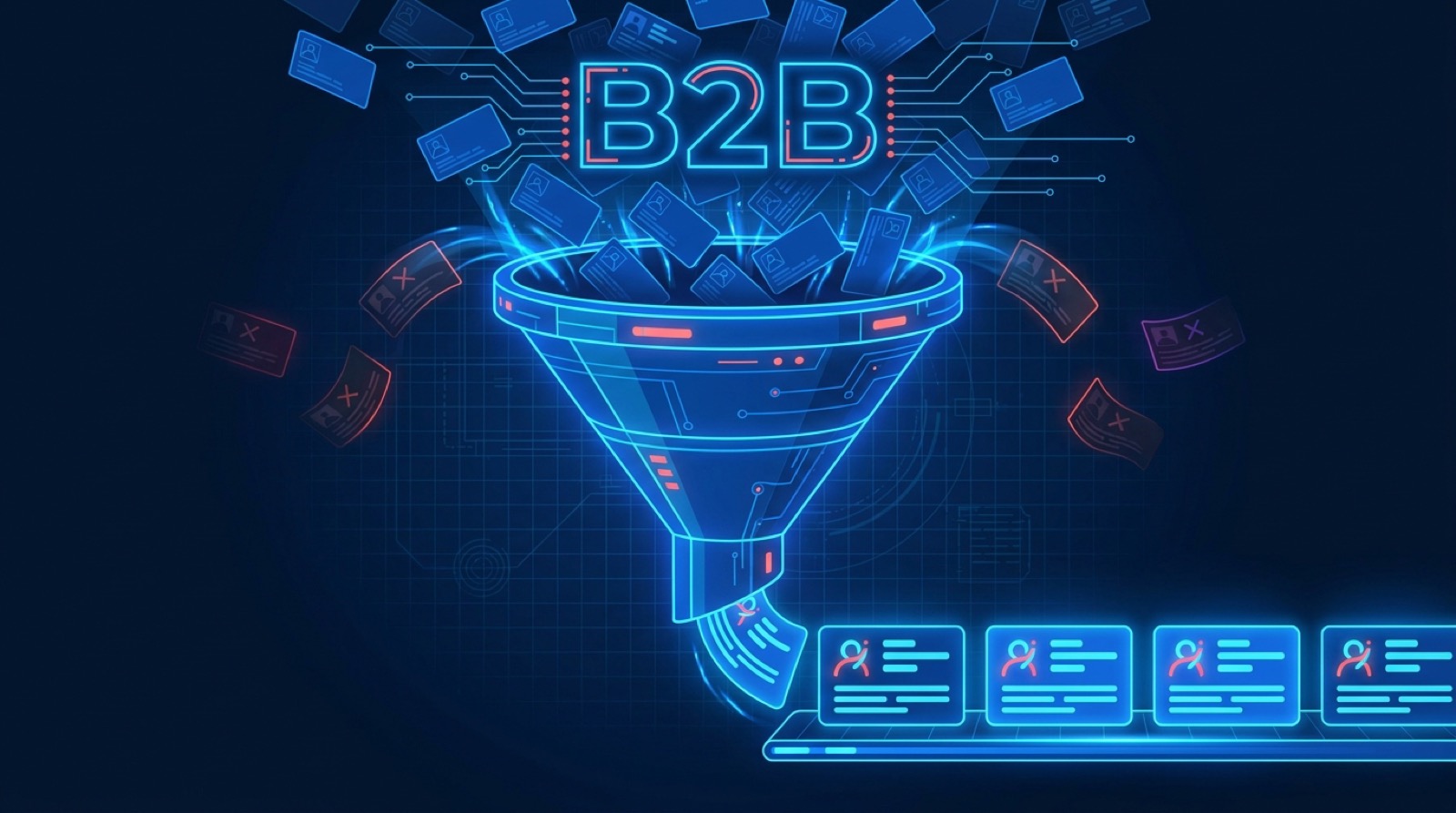 Funnel turning web pages into qualified B2B leads
