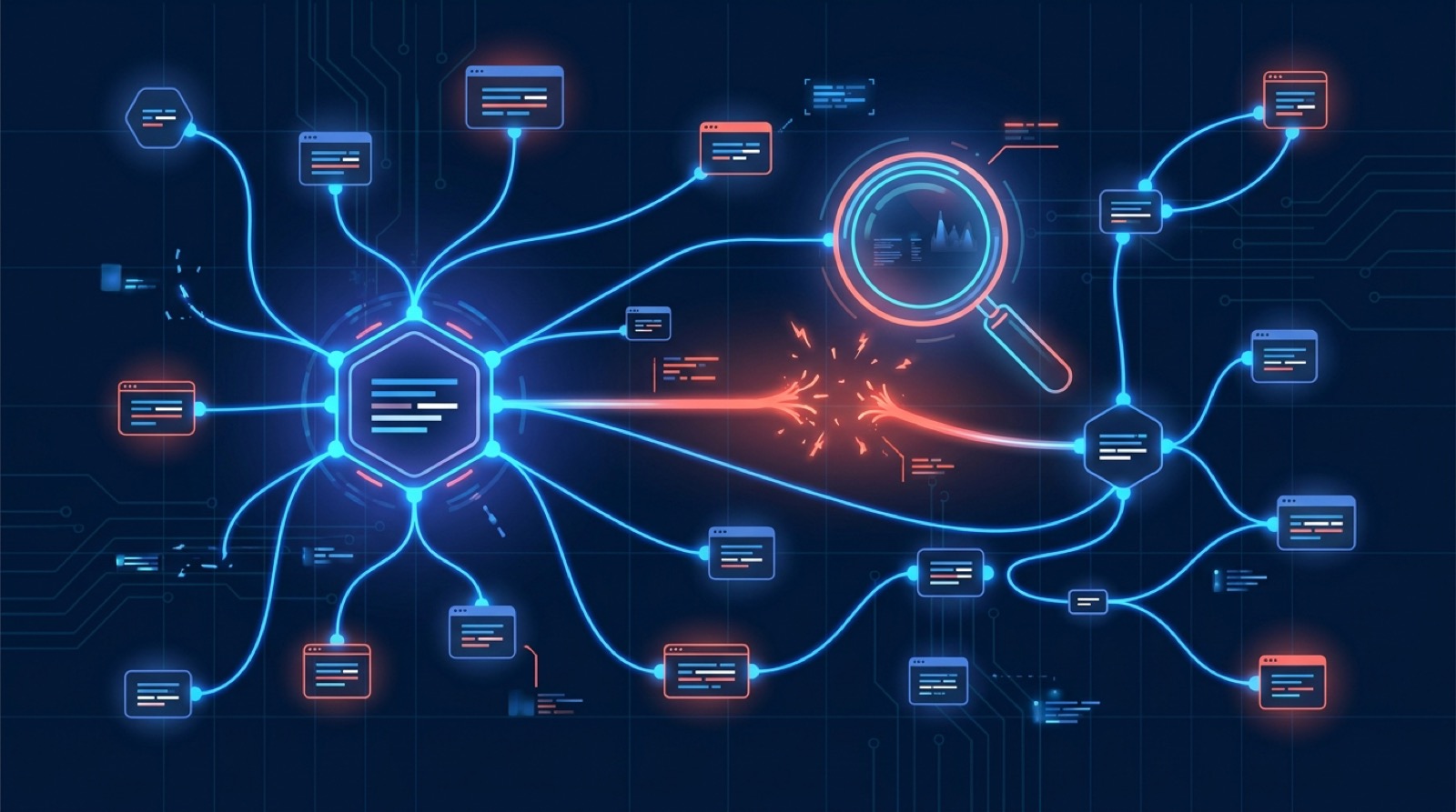 Backlink graph with one broken link flagged