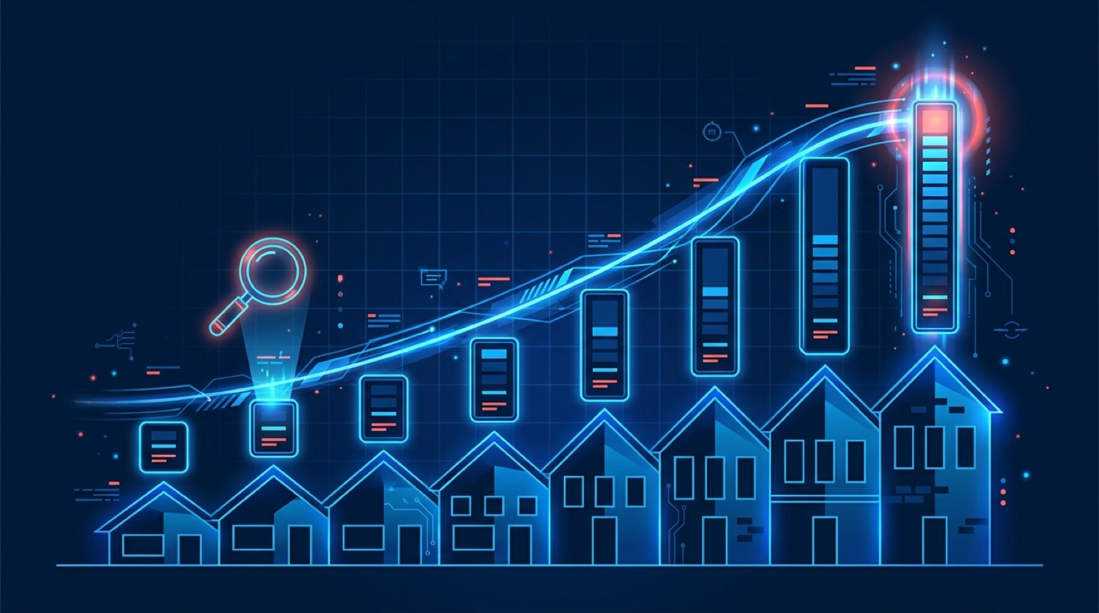 Rental prices tracked across a street of properties