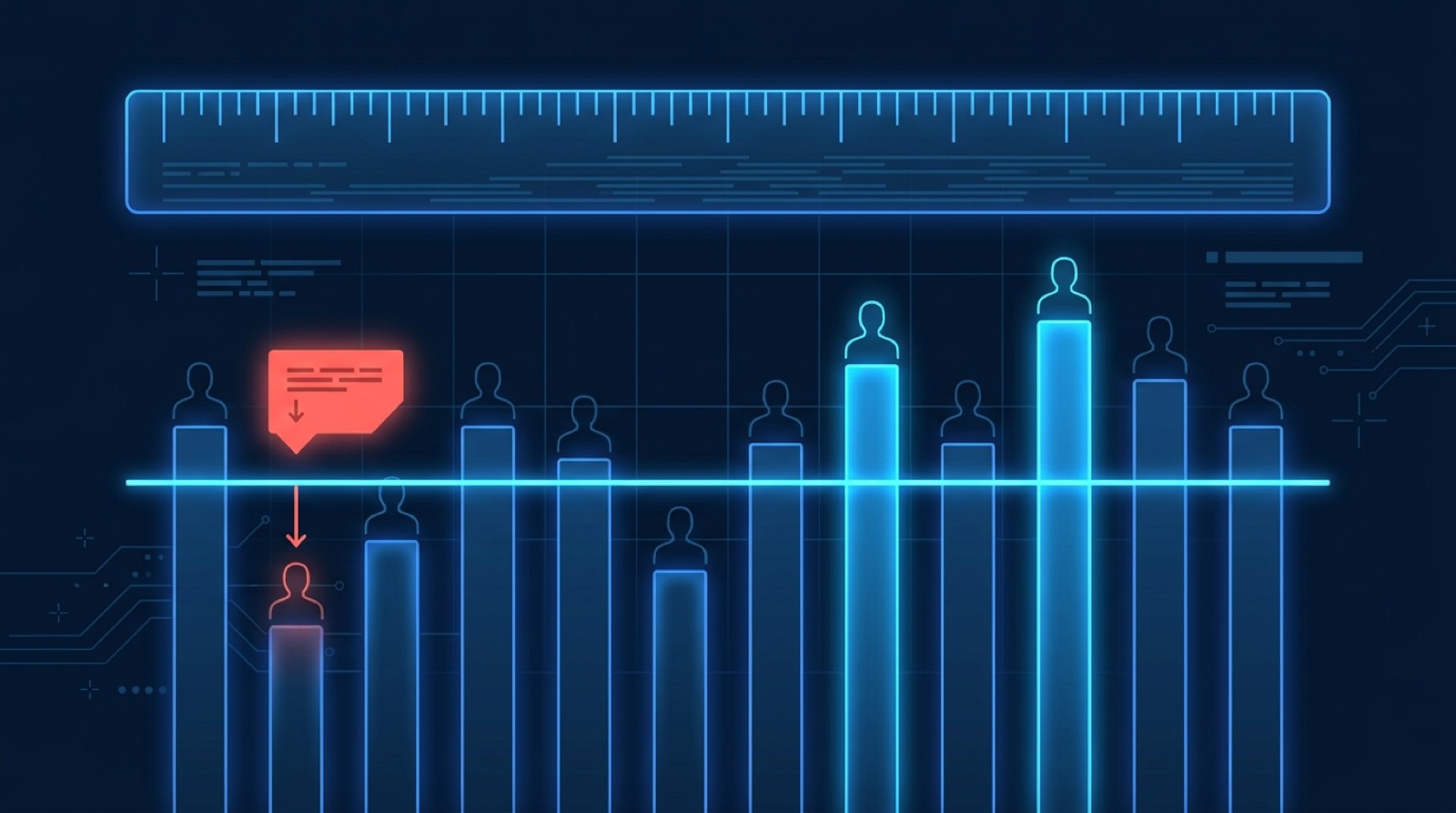 Salaries measured against a market benchmark line