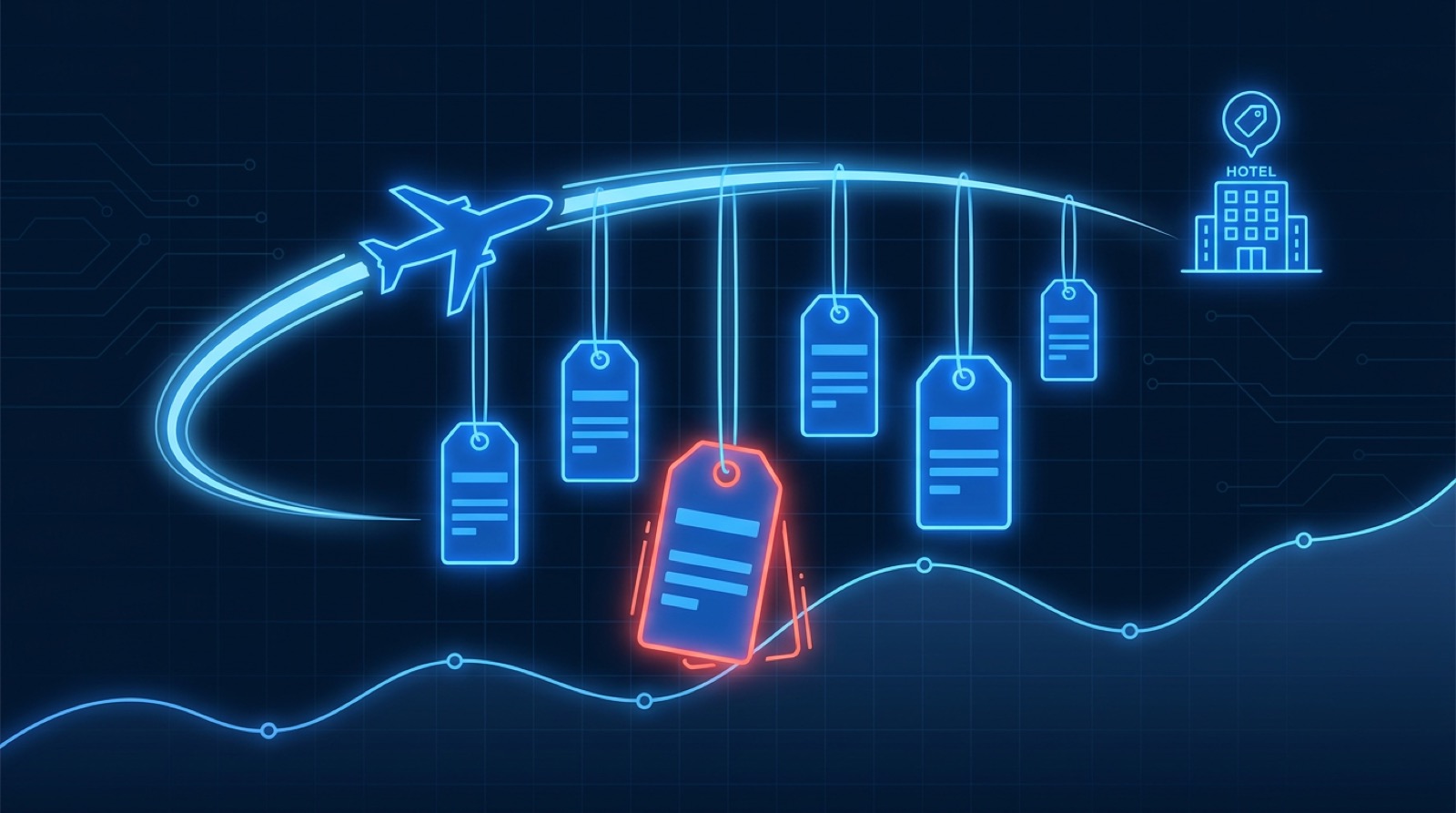 Flight and hotel prices tracked along a route